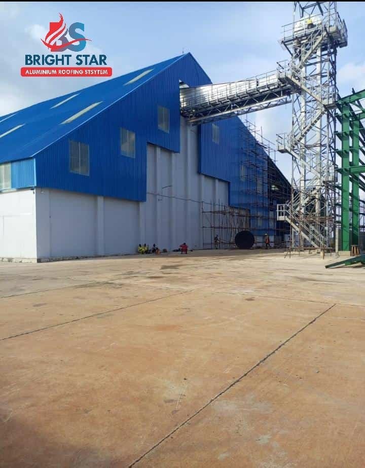 Large blue industrial roof in Lagos