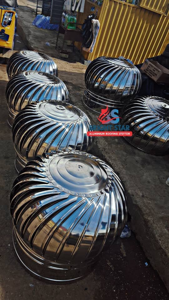 Row of turbine roof ventilators supplied by BrightStar